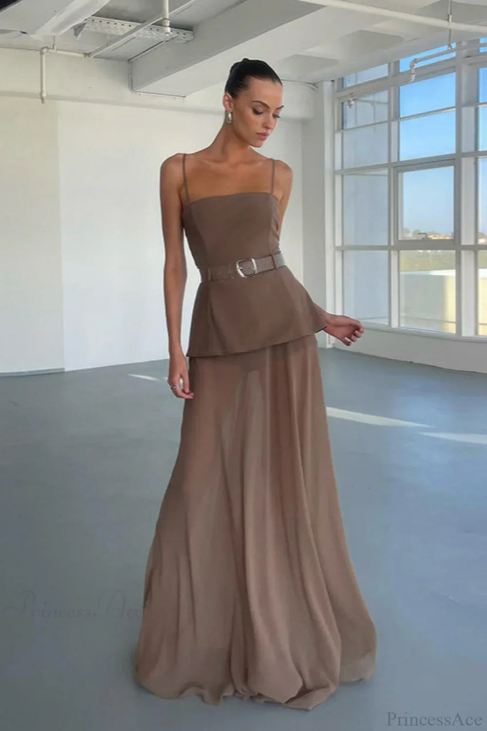 Chic Mesh Cami Panel Slim Maxi Dress