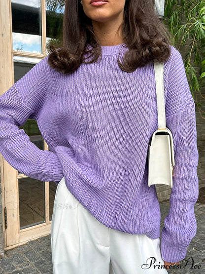 Chic O-neck Elegant Knitted Sweater Pullovers