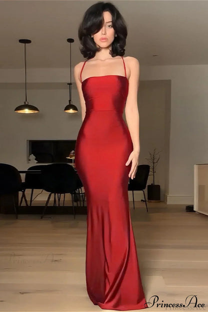 Chic Solid Cami Tube Slim Backless Maxi Dress