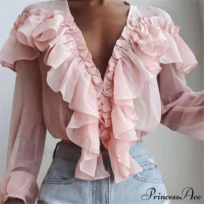 Chiffon Shirt Work Casual Lady Solid Color