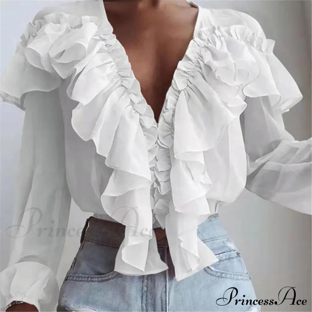 Chiffon Shirt Work Casual Lady Solid Color