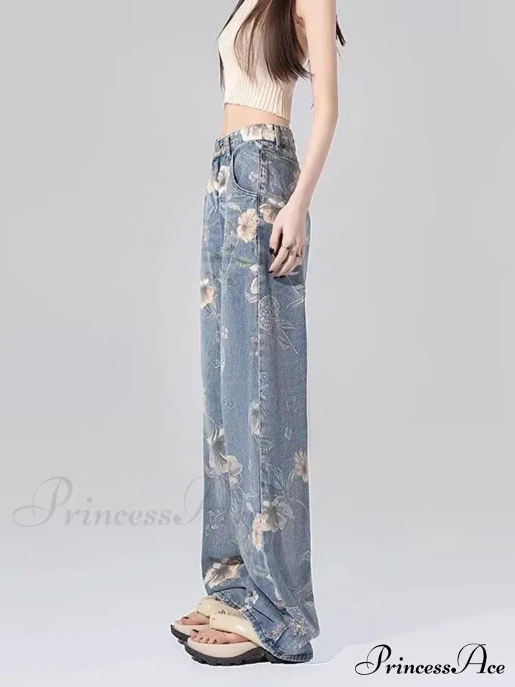 Children's High Waist Straight Tube Loose Wide Leg Trendy Spliced With Old Zippers Jean