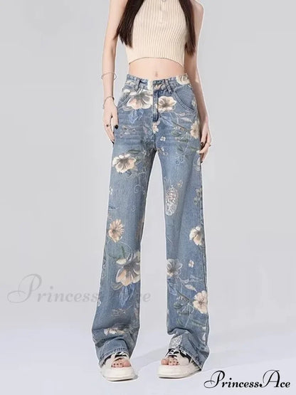 Children's High Waist Straight Tube Loose Wide Leg Trendy Spliced With Old Zippers Jean