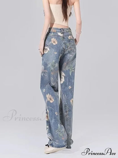 Children's High Waist Straight Tube Loose Wide Leg Trendy Spliced With Old Zippers Jean