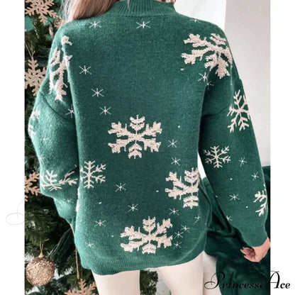 Christmas Cozy Snowflake Print Warm Thickened Stylish Comfortable Sweater
