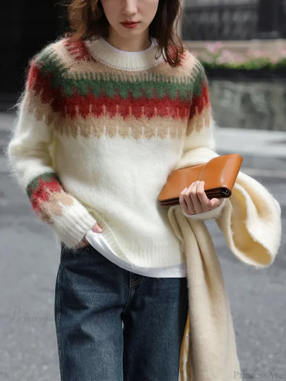 Christmas Red Thick Retro Lazy Wind Sweater