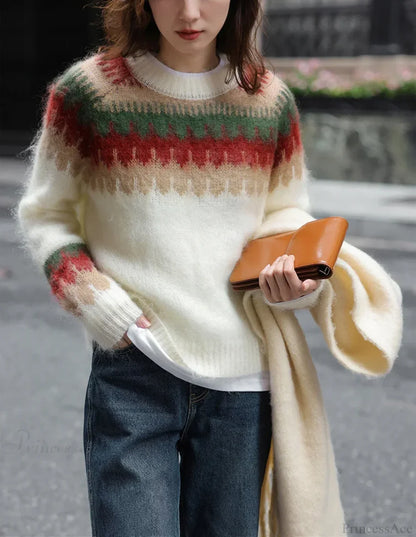 Christmas Red Thick Retro Lazy Wind Sweater