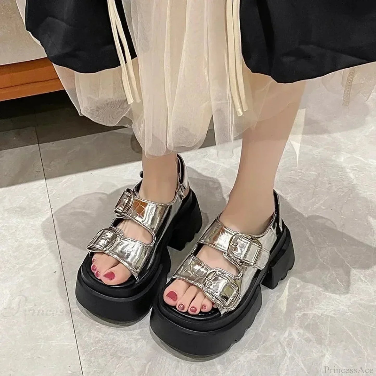 Chunky Sole Gothic Clasp Sandal