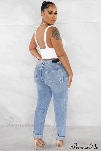 Classic Fashion Stretch Ripped Streetwear Denim Jean