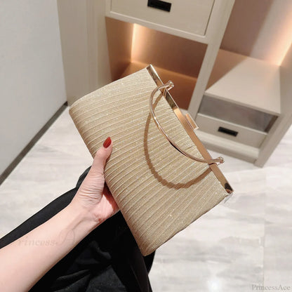 Classic Pleated Evening Bag Sparkling Party Prom Handbag Dress Purse