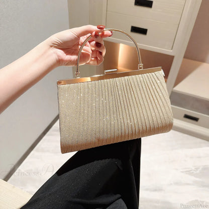 Classic Pleated Sparkling Evening Handbag
