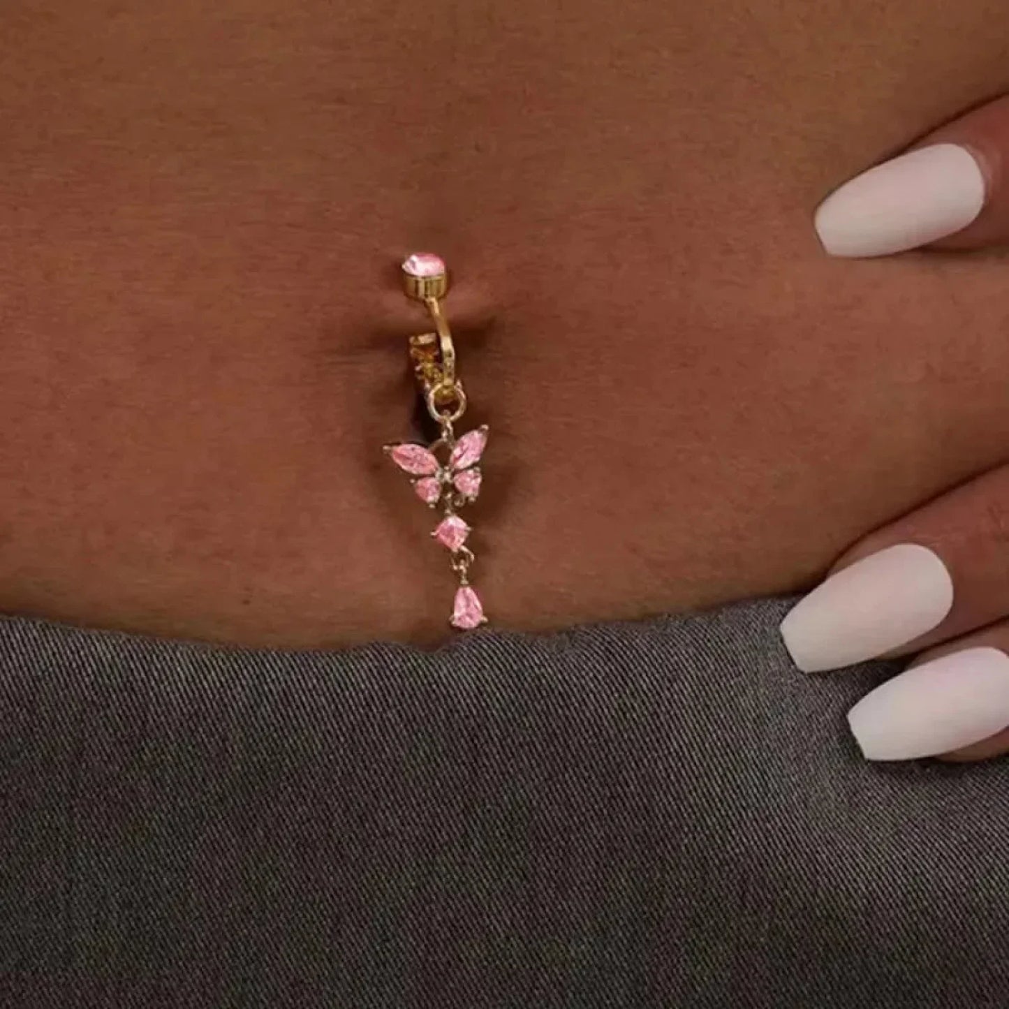 Clip-On Butterfly False Gothic Abdomen Ring
