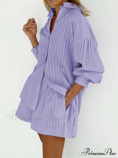 Cloud Nine Pinstripe See Modern Through Two Piece Shorts Set