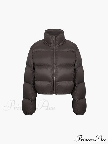 Cocoa Bean Stand Trendy Collar Quilted Puffer Coat