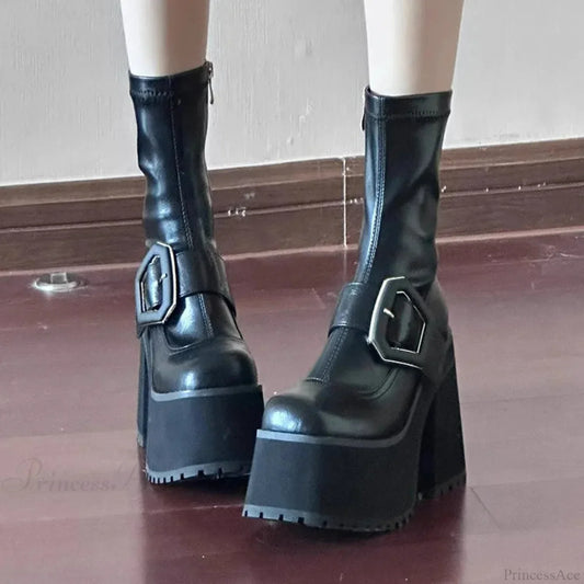 Cold Tall Heeled Dark Chelsea Shoe