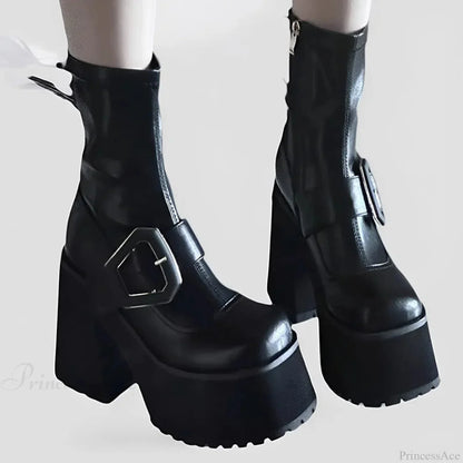 Cold Tall Heeled Dark Chelsea Shoe