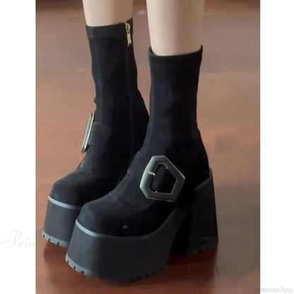 Cold Tall Heeled Dark Chelsea Shoe