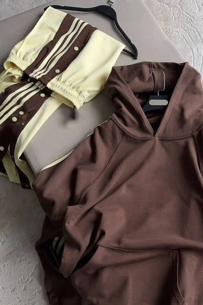 Color Block Hooded Oversized Comfy Hoodie Pants Two Piece Set
