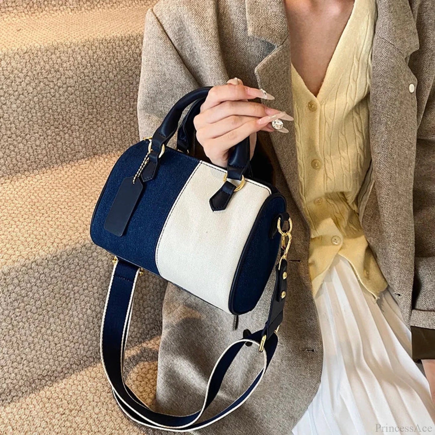 Colorblock Denim Mini Crossbody Handbag