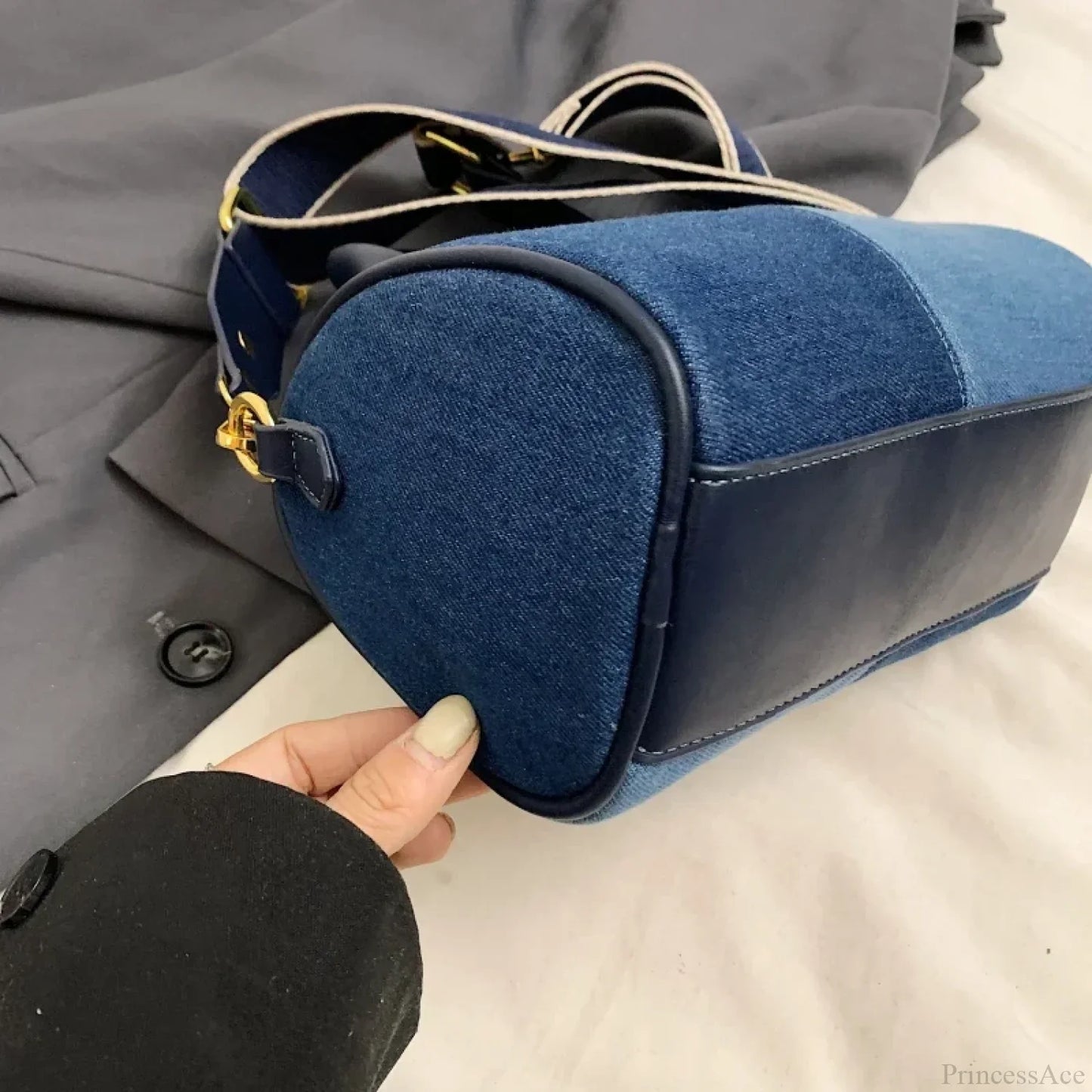 Colorblock Denim Mini Crossbody Handbag
