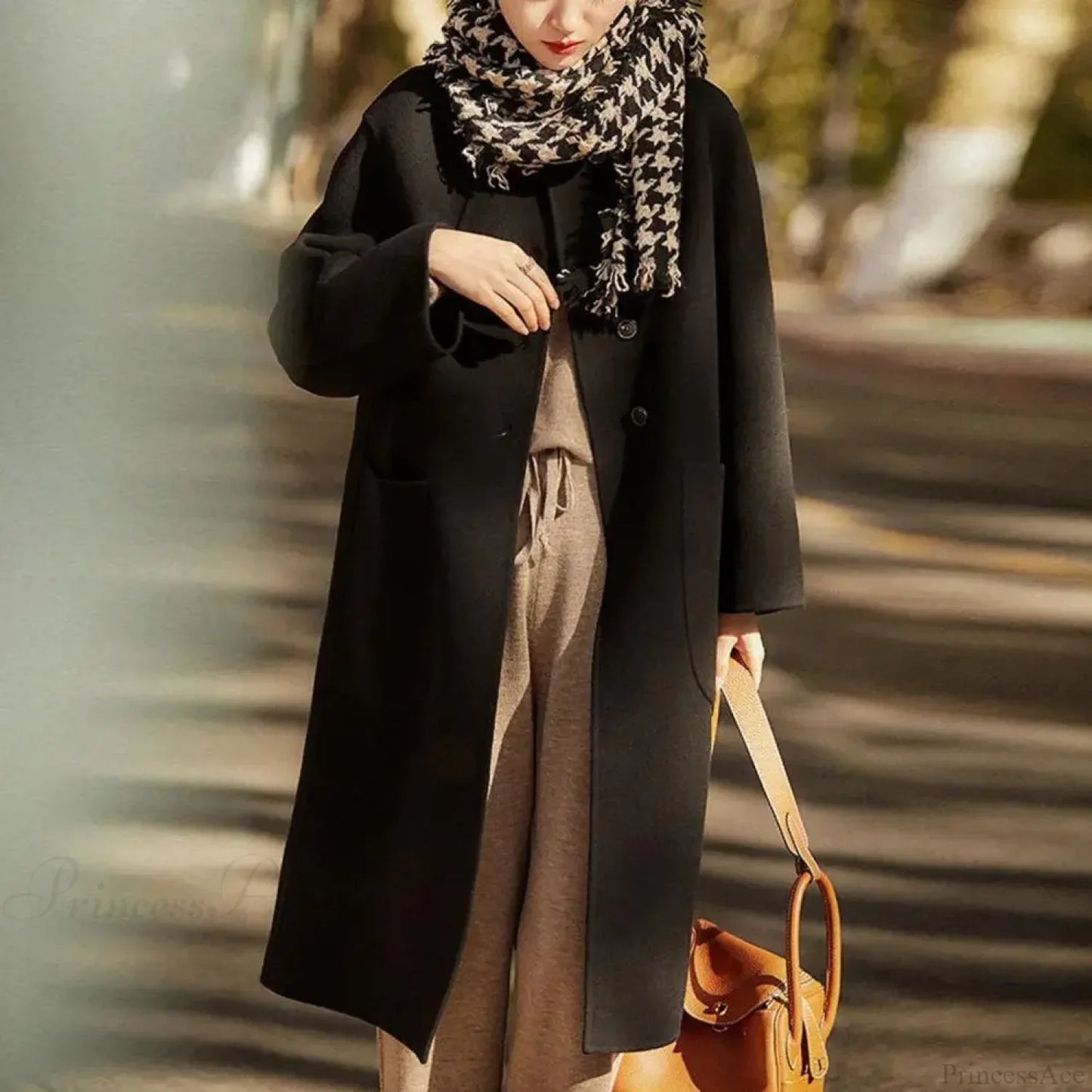Commute Style Woolen Lapel Overcoat