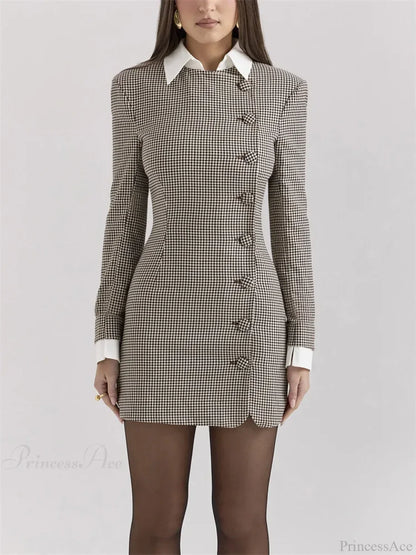 Contrast Lapel Cardigan Mini Dress