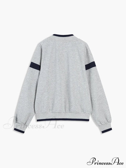 Contrast Trim Graceful Oversized Sweatshirt