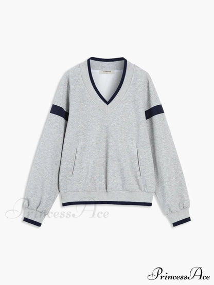 Contrast Trim Graceful Oversized Sweatshirt