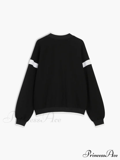 Contrast Trim Graceful Oversized Sweatshirt