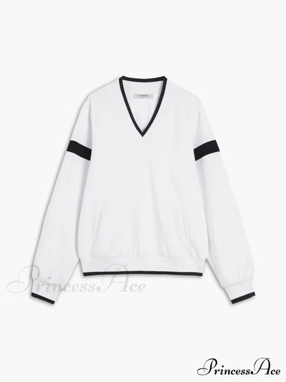 Contrast Trim Graceful Oversized Sweatshirt