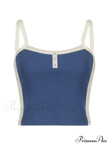 Contrast Trim Rib-Knit Trendy Crop Cami Top