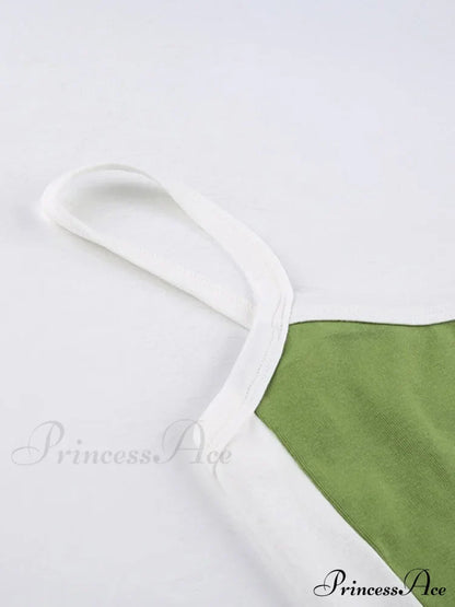 Contrast Trim Rib-Knit Trendy Crop Cami Top