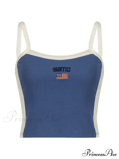 Contrast Trim Rib-Knit Trendy Crop Cami Top