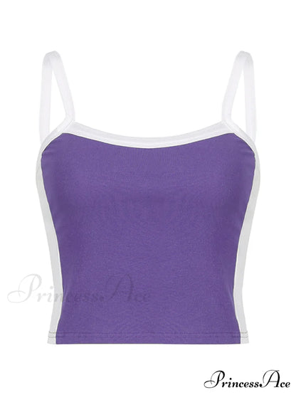 Contrast Trim Rib-Knit Trendy Crop Cami Top