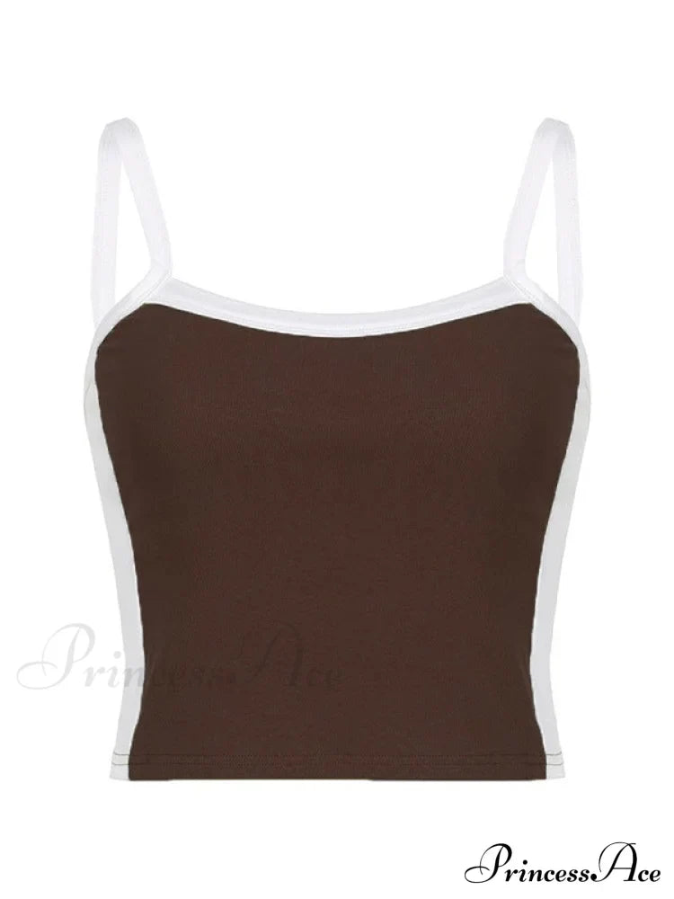 Contrast Trim Rib-Knit Trendy Crop Cami Top