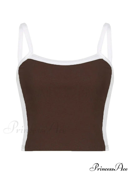 Contrast Trim Rib-Knit Trendy Crop Cami Top