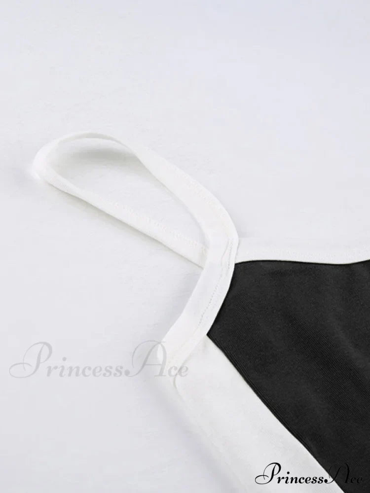 Contrast Trim Rib-Knit Trendy Crop Cami Top