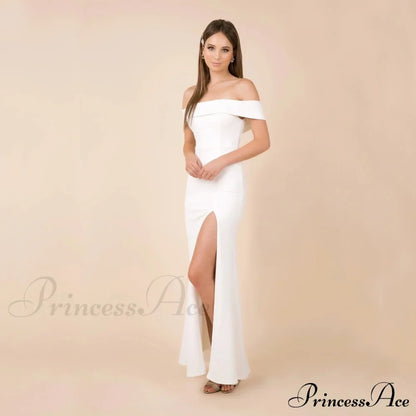 Coralie Off Shoulder Charming Front Slit Dress