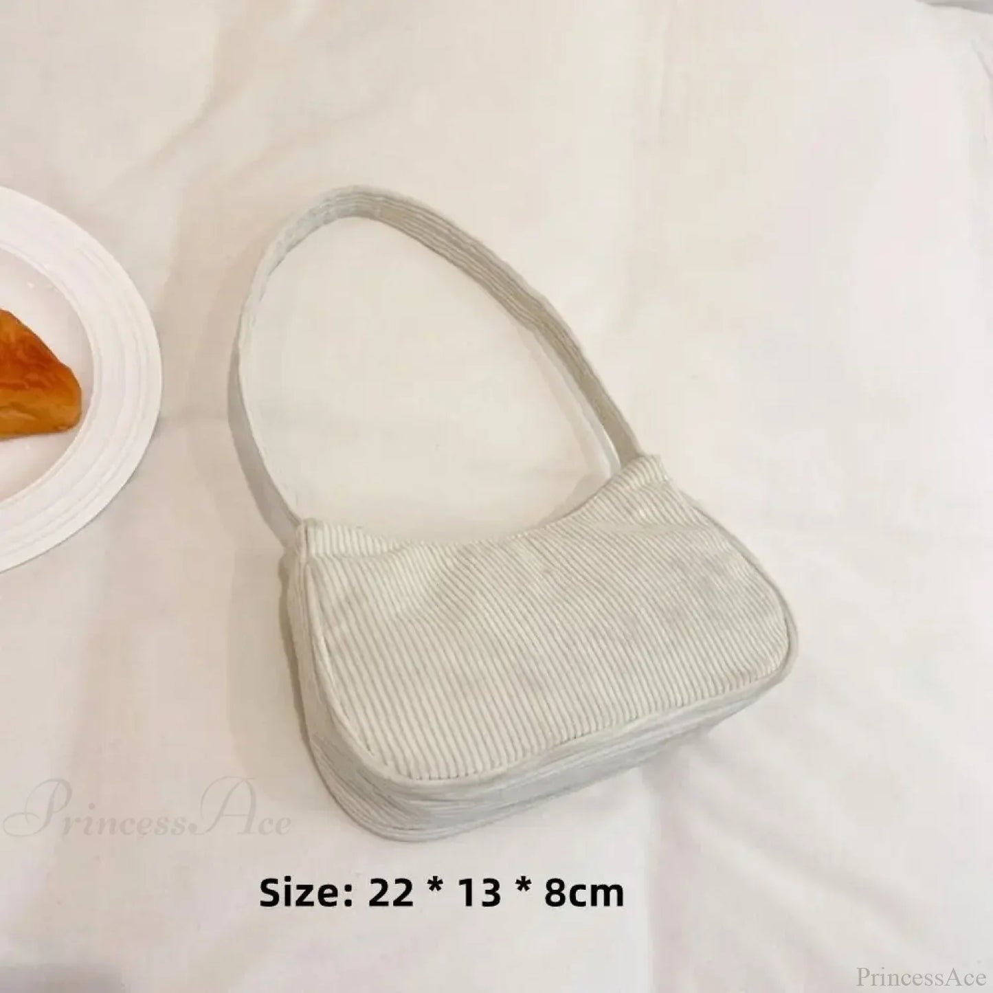 Corduroy Zipper Underarm Shoulder Handbag