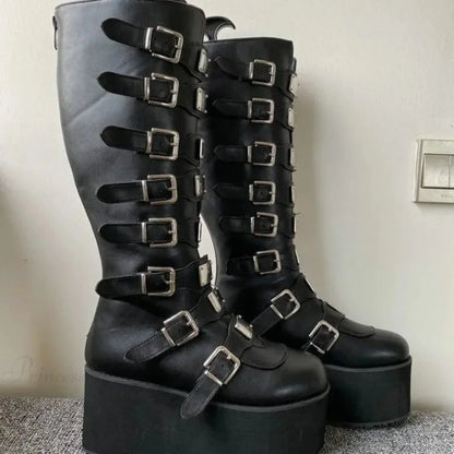 Costume Tall Heel Elevated Gothic Clasp Shoe