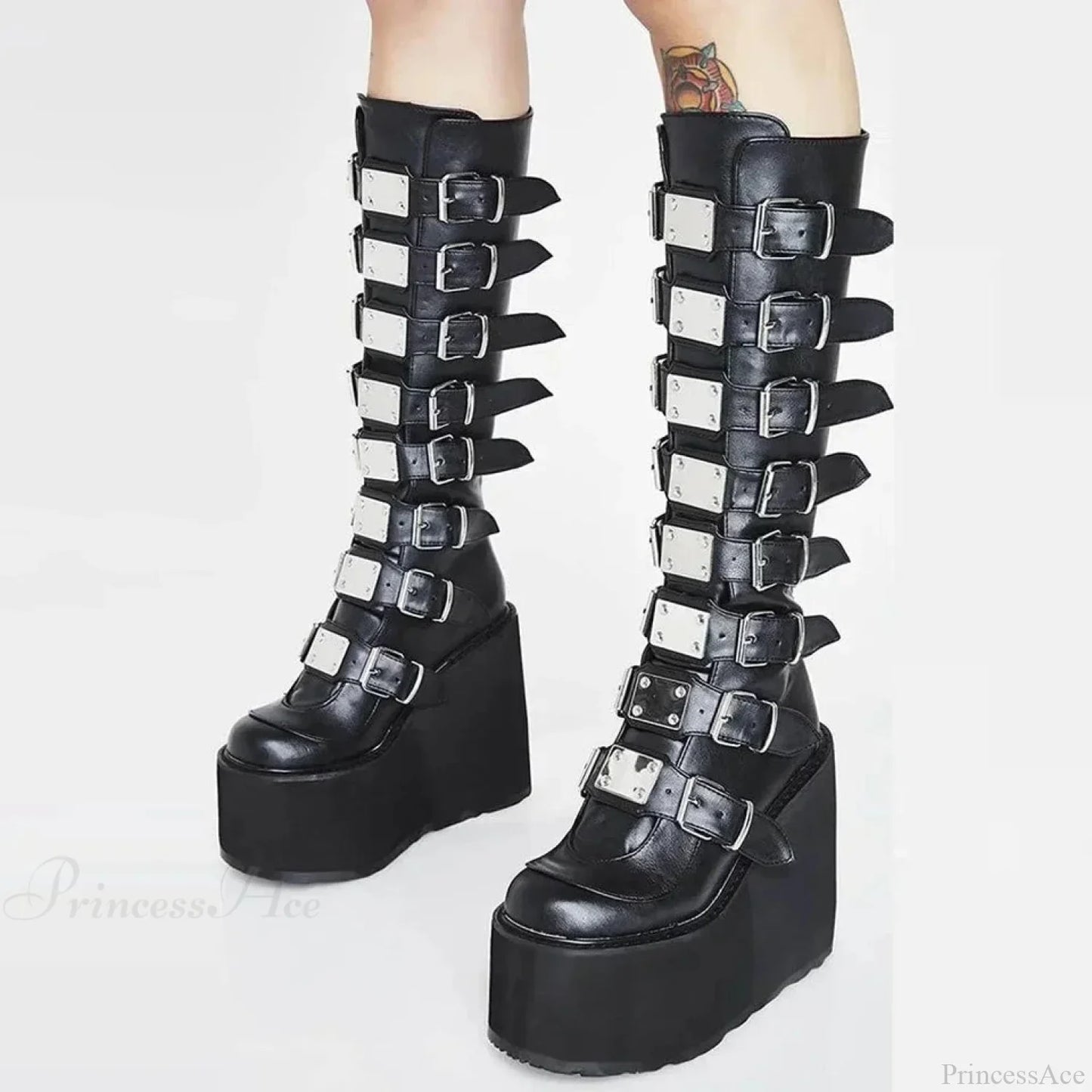 Costume Tall Heel Elevated Gothic Clasp Shoe