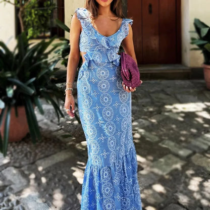 Cotton Floral Lace Party Boho Dress