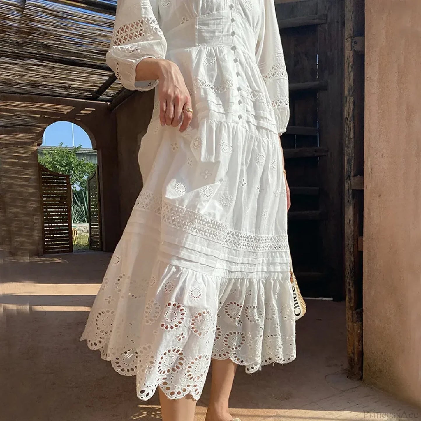 Cotton Floral V-neck Slim Summer Boho Dress