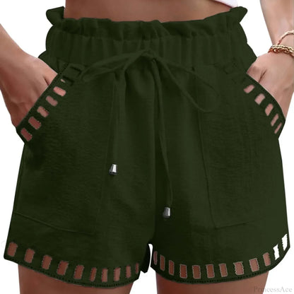 Cotton Linen HolLow-Out Beach Short