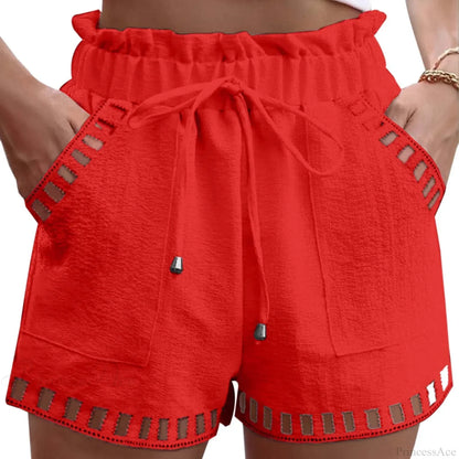 Cotton Linen HolLow-Out Beach Short