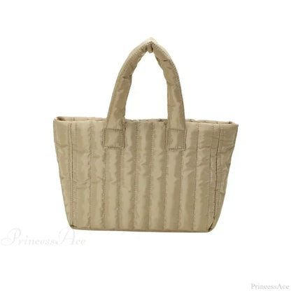 Cotton Padded Quilted Solid Color Commuter Handbag