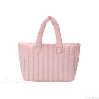 Cotton Padded Quilted Solid Color Commuter Handbag
