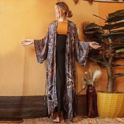 Cotton Rayon Floral Printed Boho Maxi Beach Cover up