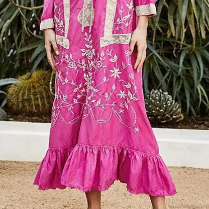 Cotton Rayon Long Sleeve Boho Dress