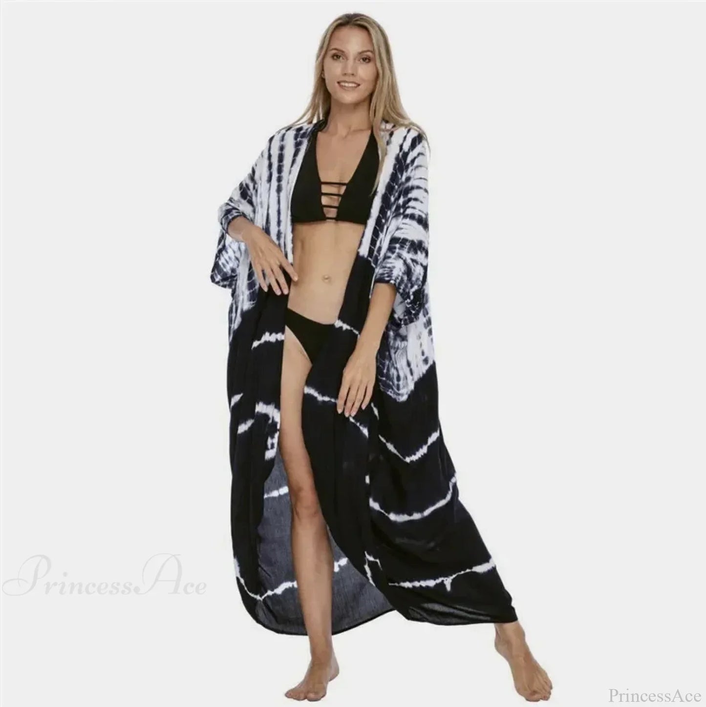 Cotton Rayon Striped Print Cardigan Boho Beach Cover up
